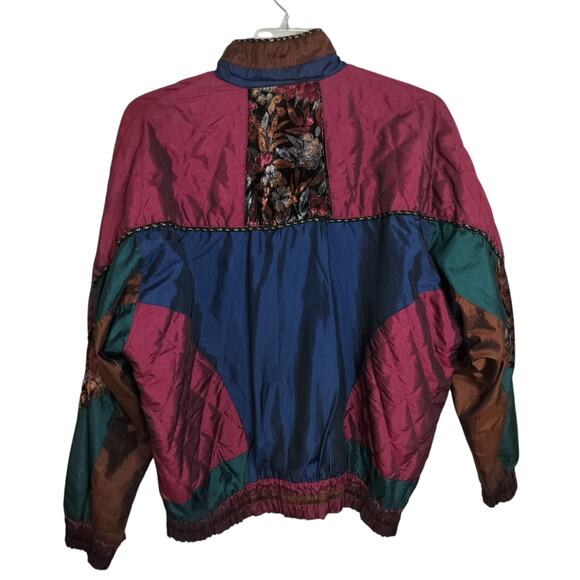 4405)Vtg 80s On Your Mark 2pcs  Multicolor Patchwork Windbreaker Track Suit XL - Picture 4 of 16